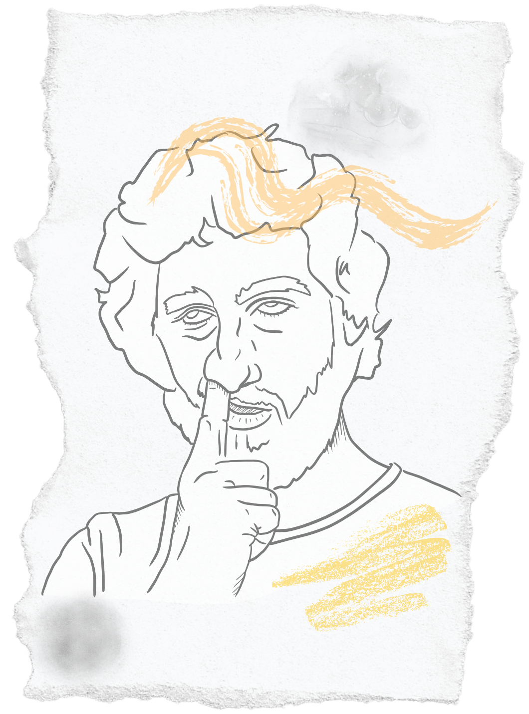 A man with a finger up his nose